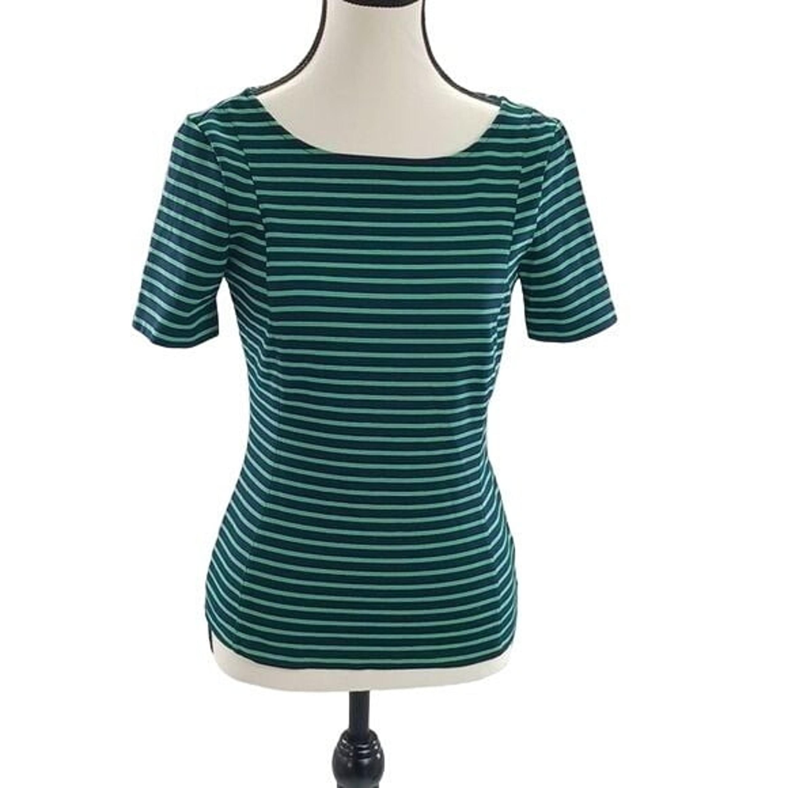 Banana Republic Knit Top Green Stripes Stretch Womens Size 0