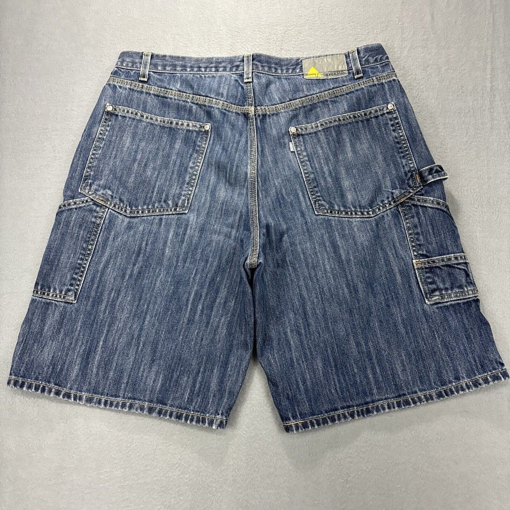 VTG Levis Silver Tab Carpenter Shorts Mens 36 Blue Denim Loose Baggy Skater 02
