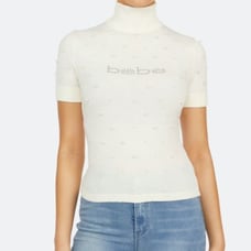Bebe Women's Pearl Logo Sweater Short Sleeve Size Medium New With Tags