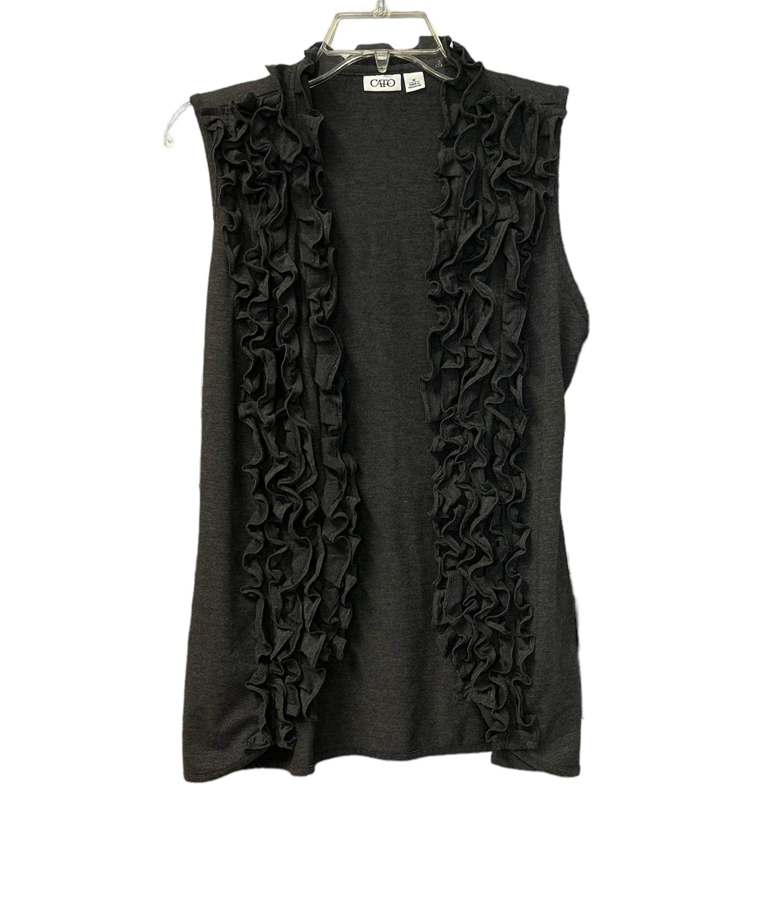 CATO Women’s Ruffled Front Dark Gray Vest Size Medium