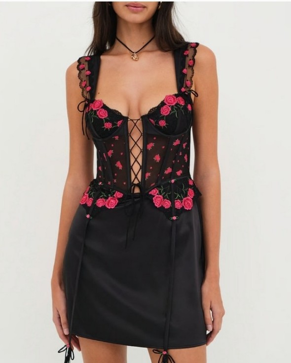 For Love and lemons Roja embroidered slip dress