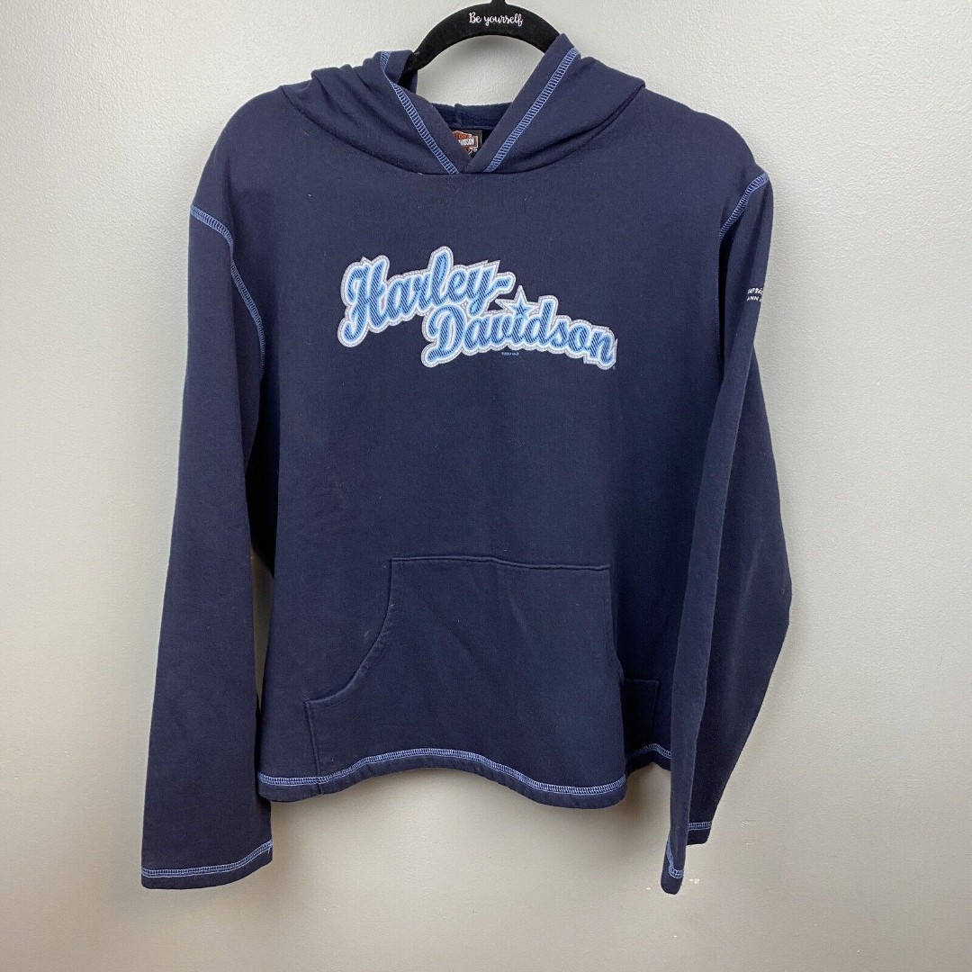 Harley Davidson Vintage 2004 Ann Arbor MI Womens Blue Pullover Hoodie 2X XXL USA