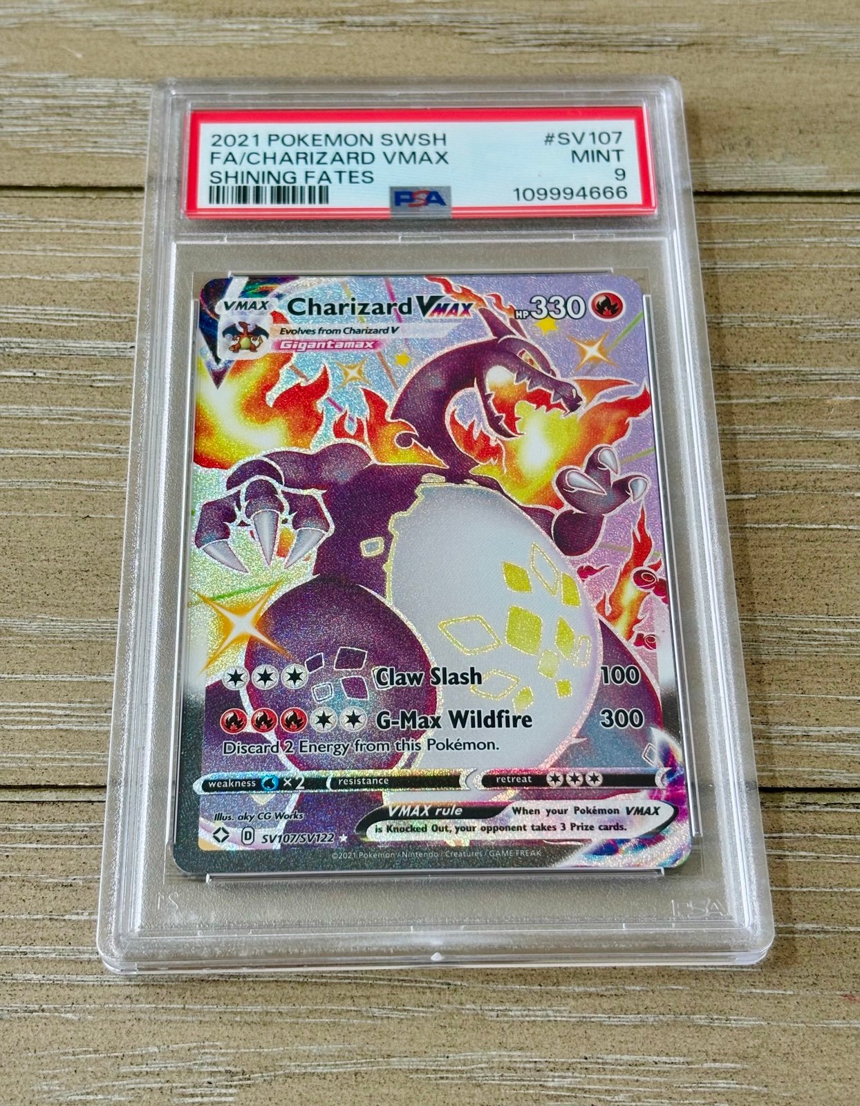 2021 POKEMON SWORD & SHIELD SHINING FATES #SV107 FA/CHARIZARD VMAX PSA 9