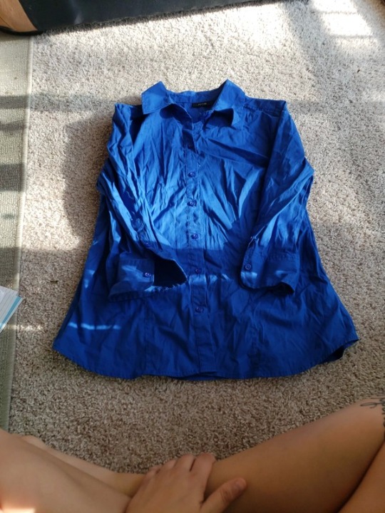 Blue 3/4 sleeve button up