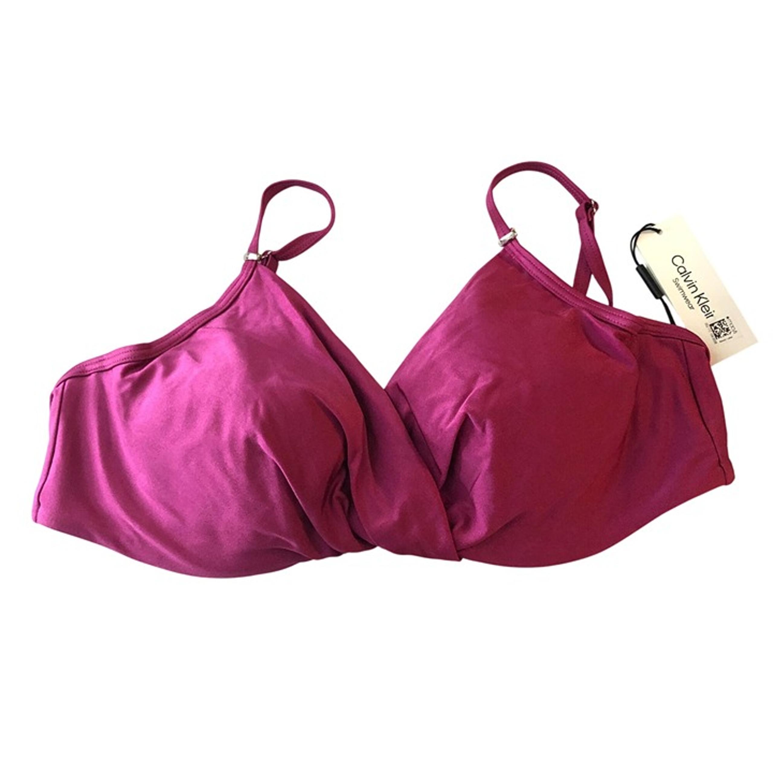 Calvin Klein Bikini Top Twist-Front Underwire Removable Cups Pink XXL
