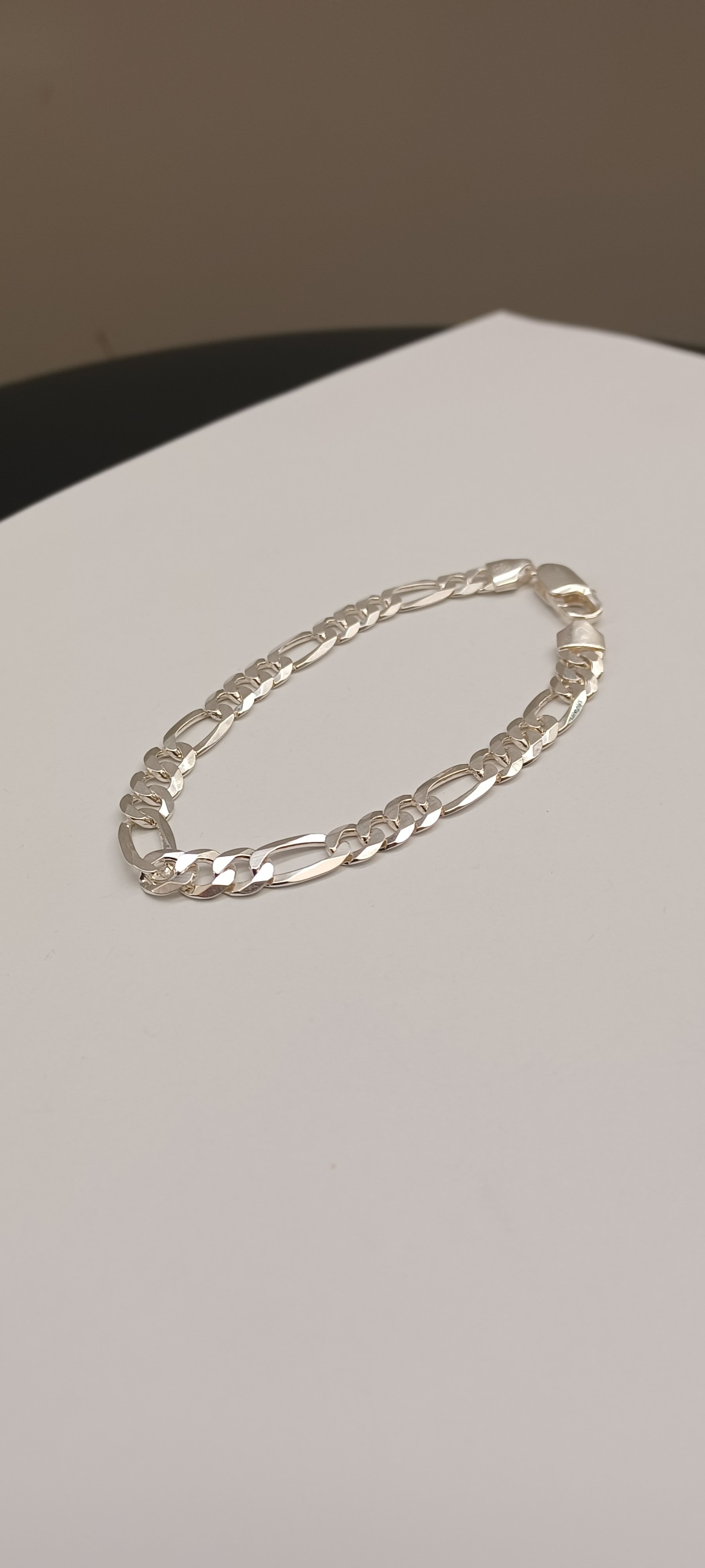 925 sterling silver figaro style men bracelet