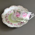 Antique MZ Austria Pink Rose Teacup and Saucer w/ Heart Shaped Handle Gold Trim
