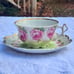 Antique MZ Austria Pink Rose Teacup and Saucer w/ Heart Shaped Handle Gold Trim