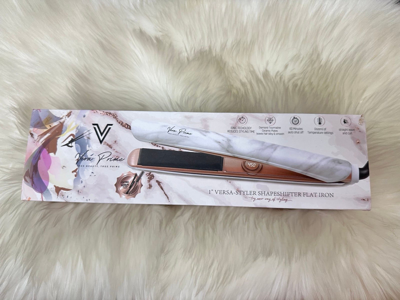Vera Prime 3-in-1 Hair Straightener 1-inch Diamond Ceramic Plates Flat Iron 180