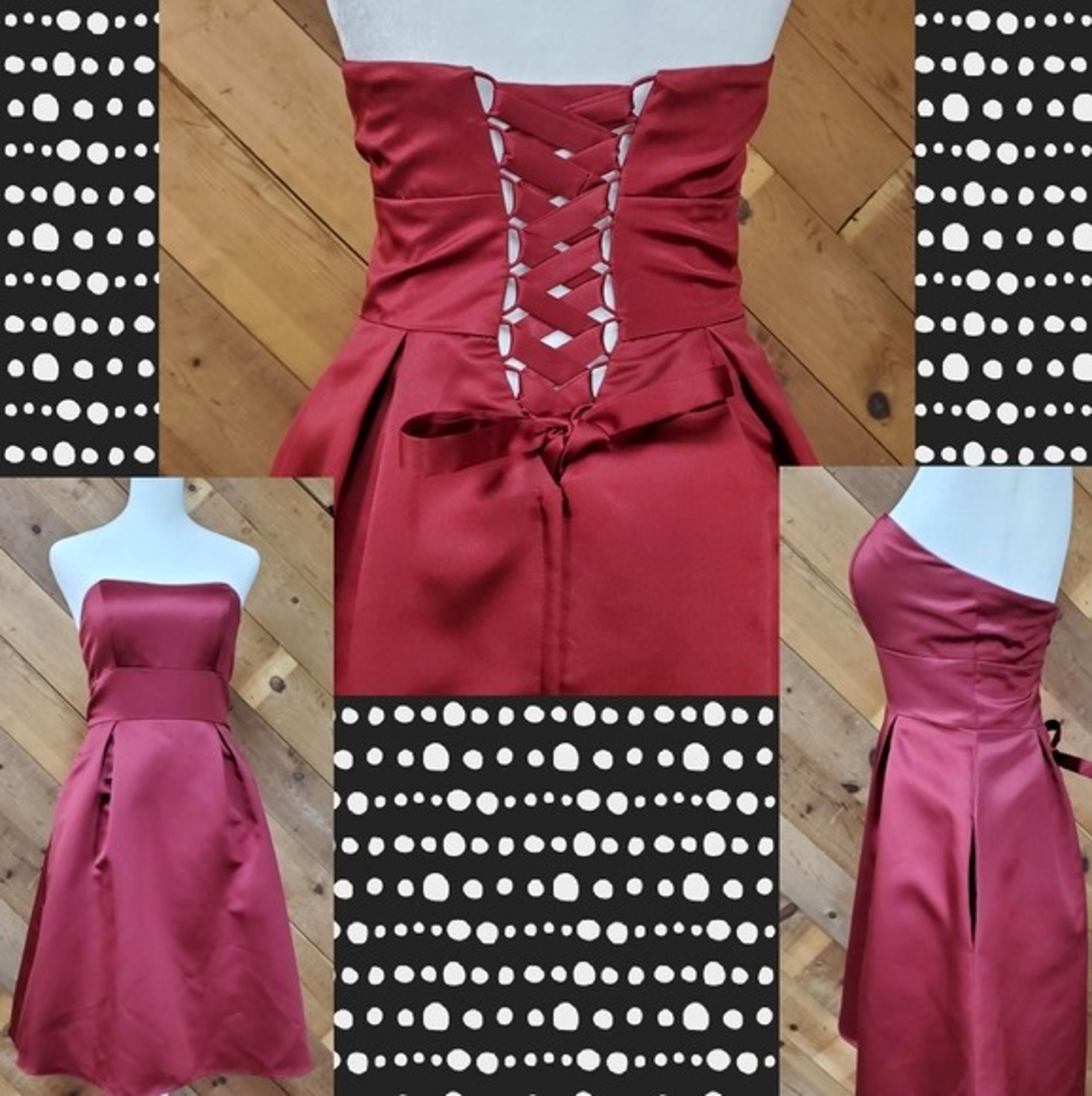 Da Vinci Red Satin Lace-Up Dress