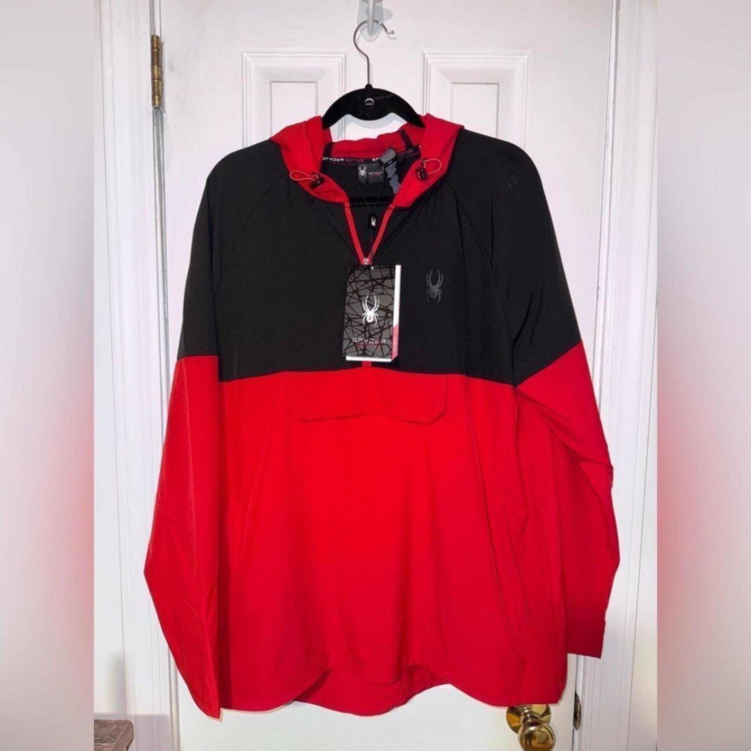 NWT, Spyder Men's Pullover Jacket, Size L, Red and Black