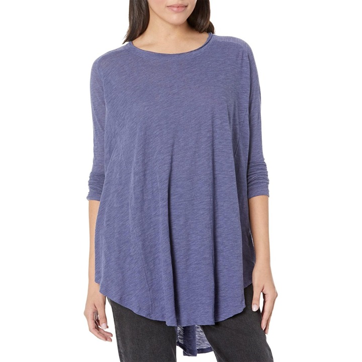 Free People Top Women Medium Aria Trapeze Deep Periwinkle Oversize Lagenlook