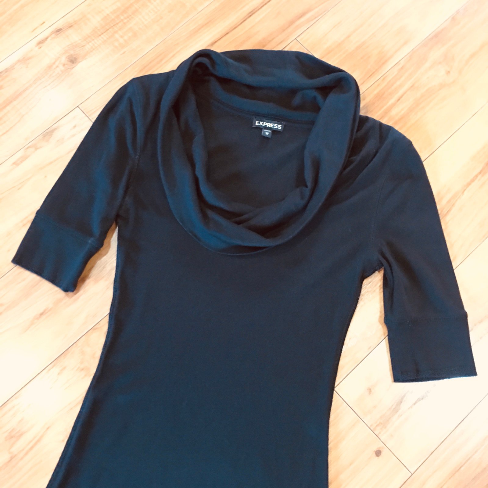 Express black cotton knit dress shirt athlesiure workwear preppy Xs small