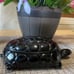 Vintage Black Glass Turtle Pattern Covered Cigarette Box