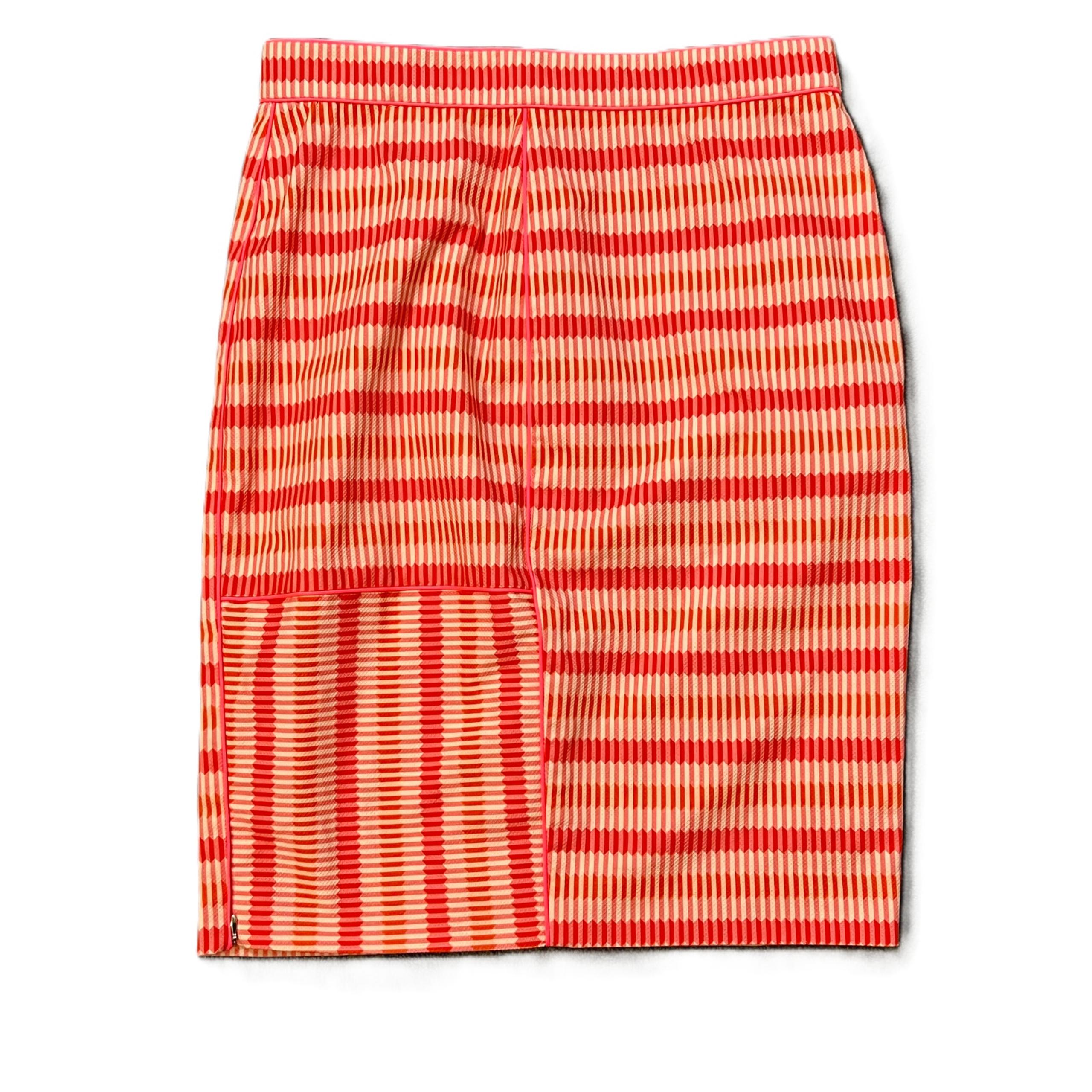 Carlisle Skirt Womens Size 8 Red Pink Geometric Pencil Lined Zipper Details