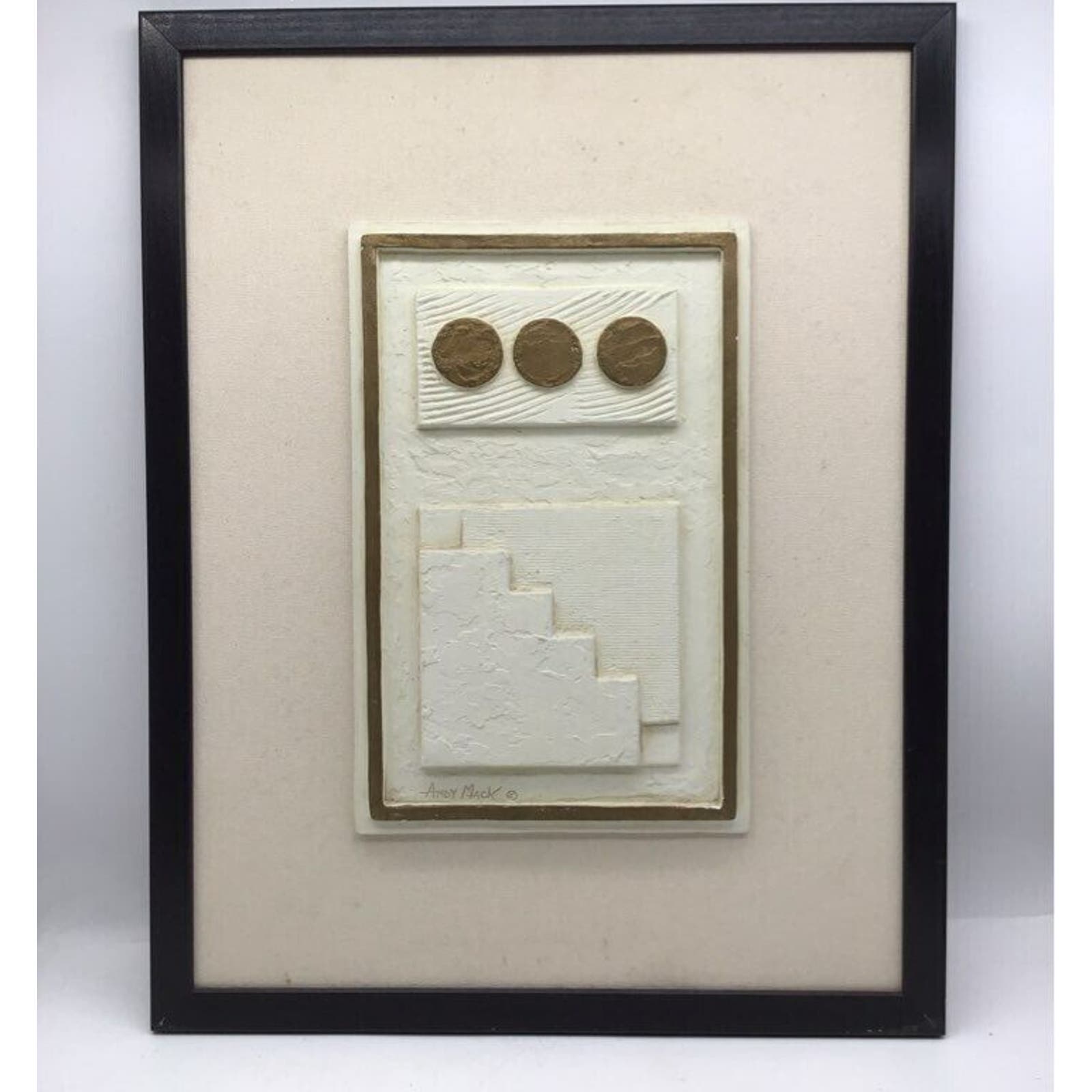 Framed Plaster Wall Relief Artwork by Andy Mack 18.5 x 24