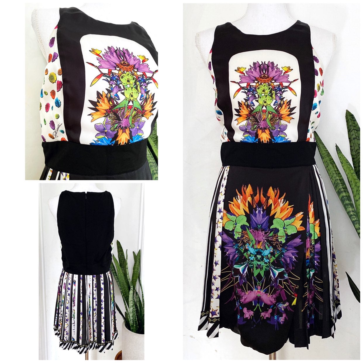 NWT just cavalli Floral Star Pleat Dress