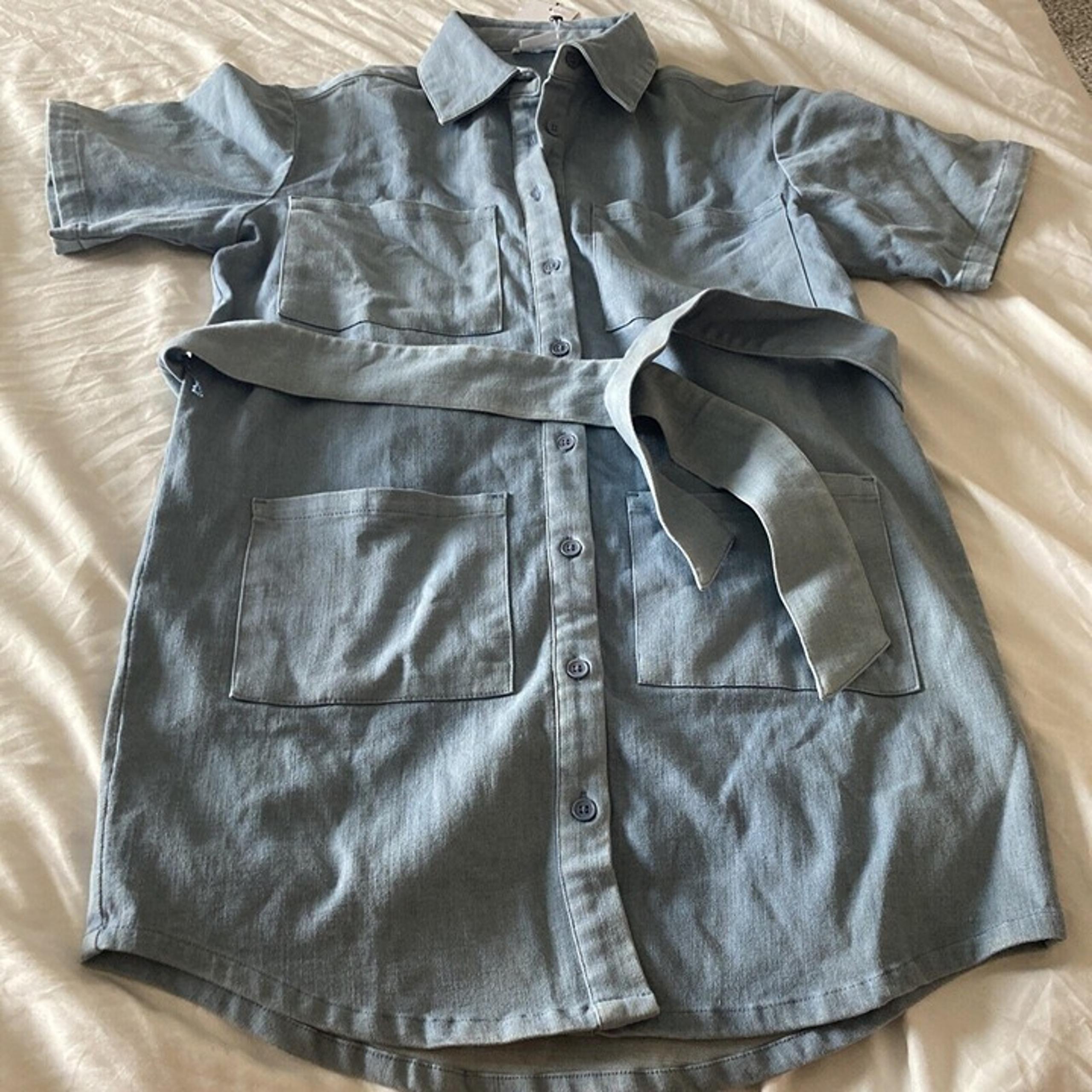 lovers and friends denim belted Shirt dress womens size xxs