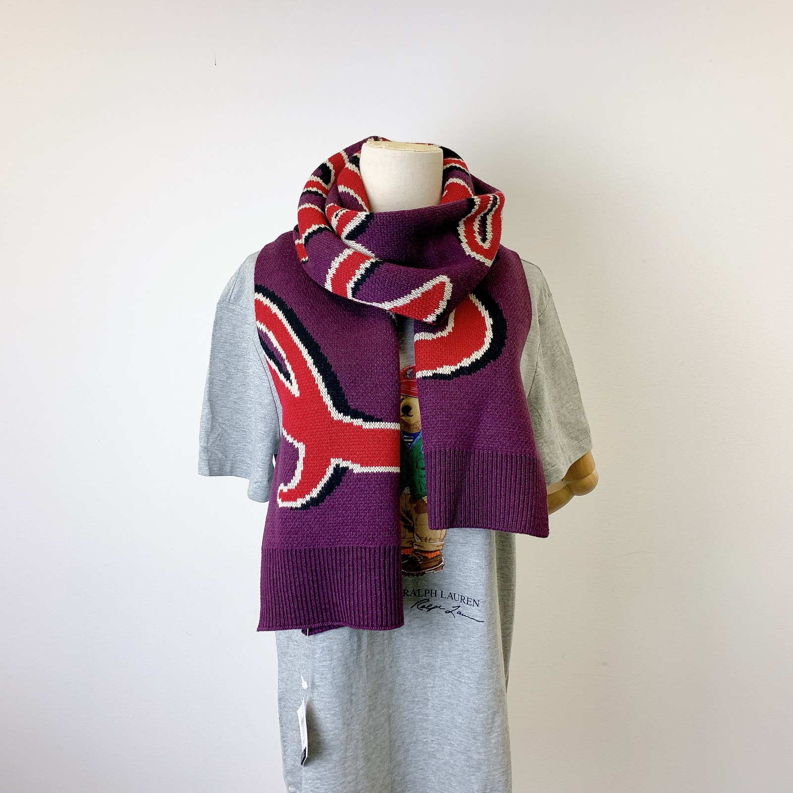 Coach CY038 Coach Script Print Knit Muffler IN Oxblood