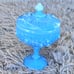 Fenton Cabbage Rose Slag Glass Pedestal Compote & Lid Candy Dish Blue Swirl