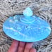 Fenton Cabbage Rose Slag Glass Pedestal Compote & Lid Candy Dish Blue Swirl
