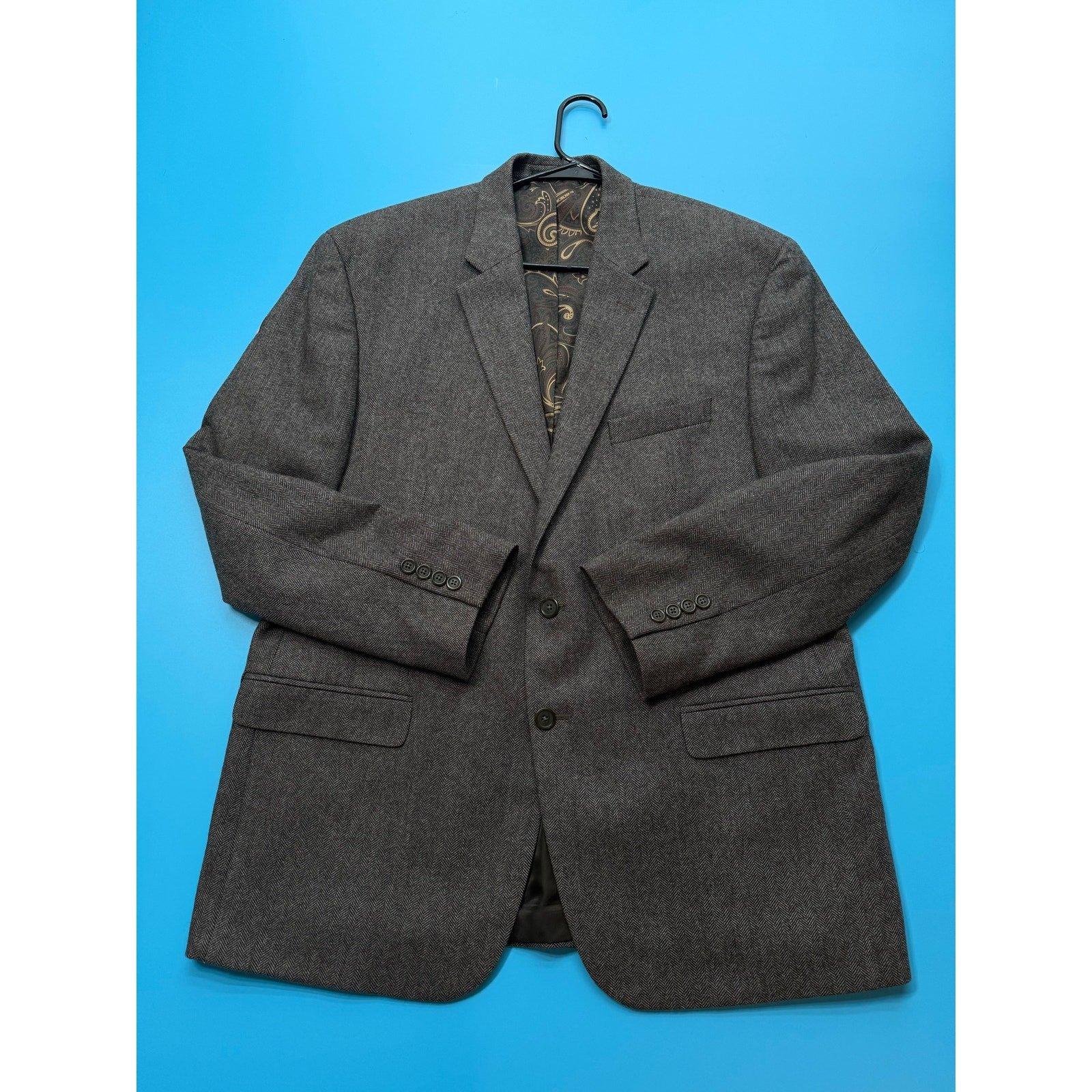 Lauren Ralph Lauren Men’s Blazer 46R Gray Herringbone Wool Cashmere