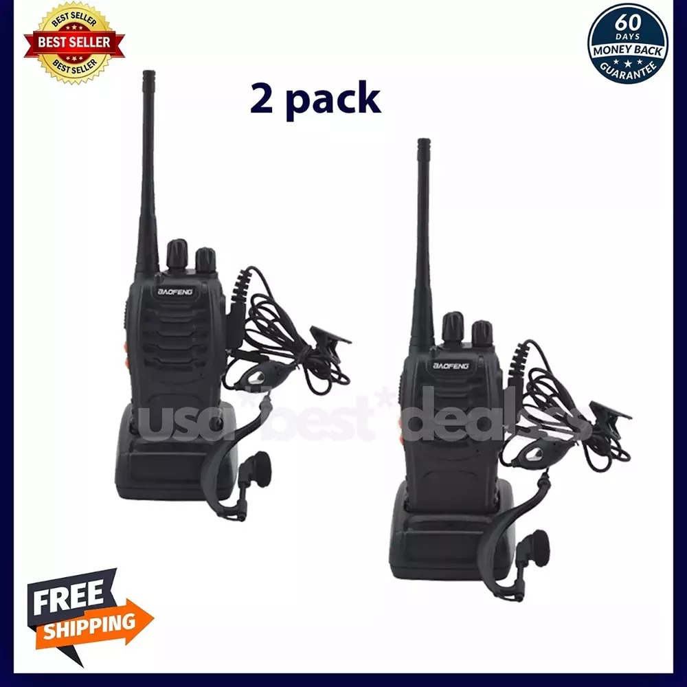 2 Pack Set Long Range Walkie Talkie 50 Mile Two Way Radio Charge Waterproof Best