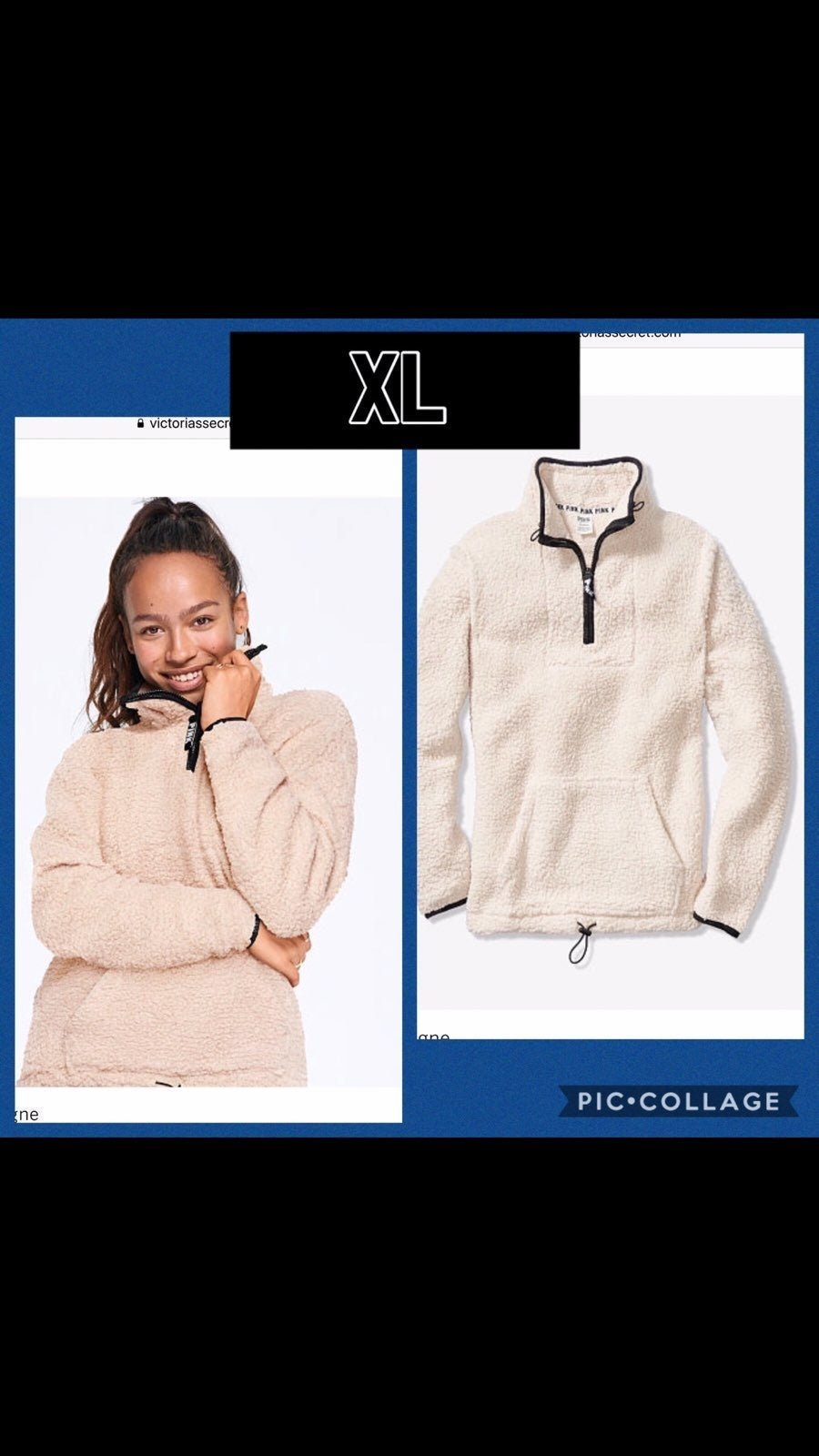 Vs Pink Quarter Zip Pullover Sherpa Xl