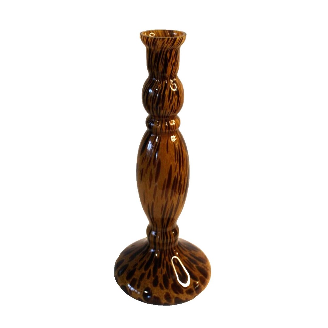 Maestri Vetrai Murano Italian Tortoise Shell Art Glass 13” Vase Mid Century Vtg