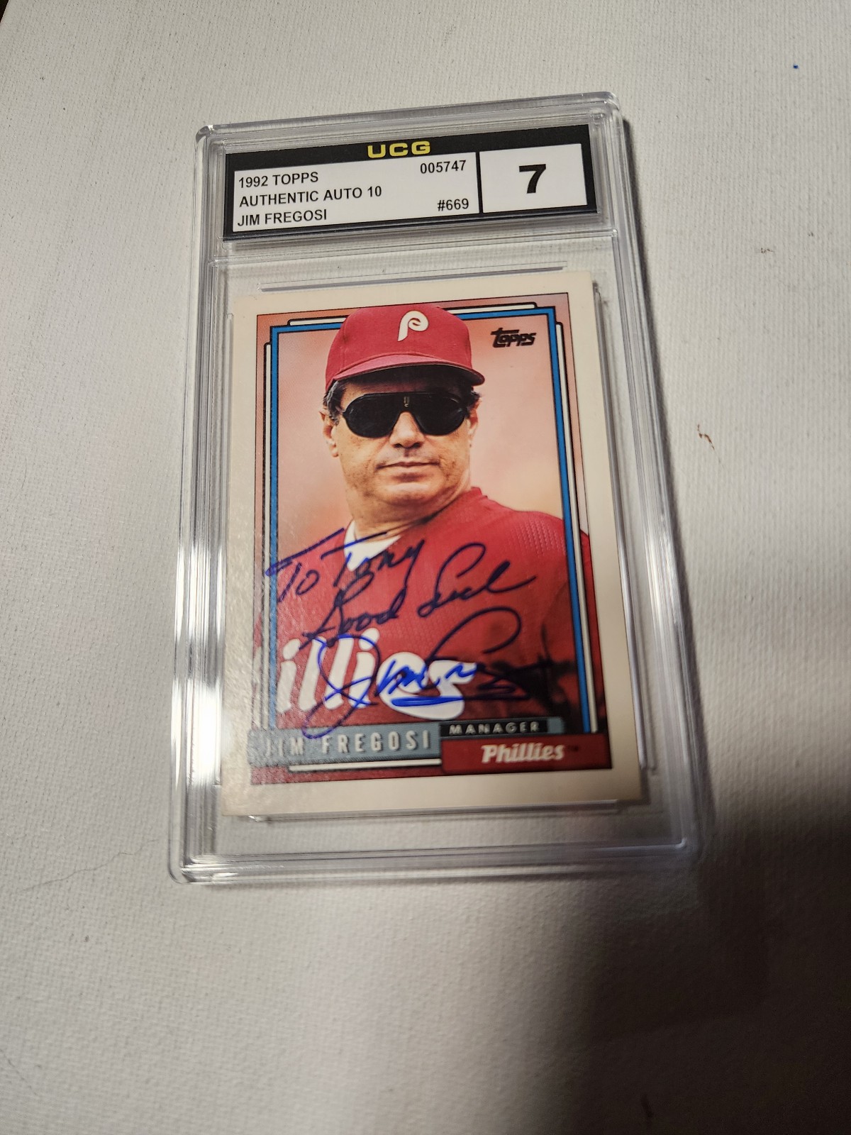 1992 Topps #669 Jim Fregosi SIGNED INSCRIBED Autograph Card UCG AUTO 10 Overall7