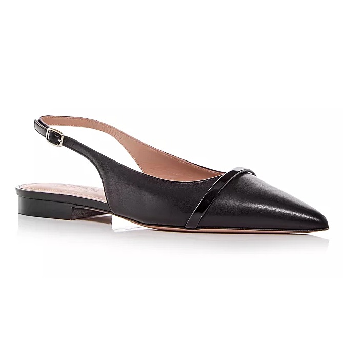 Malone Souliers Women's Jama Black Leather Slingback Flats Size 38 (MSRP 680)