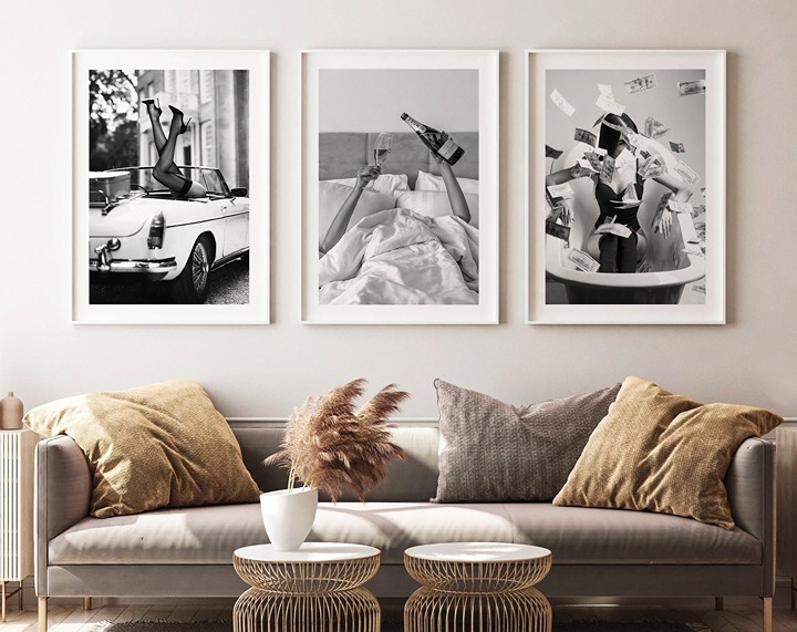 Girls Just Wanna Have Fun - Set of 3 Black and White Luxury Fashion Photography