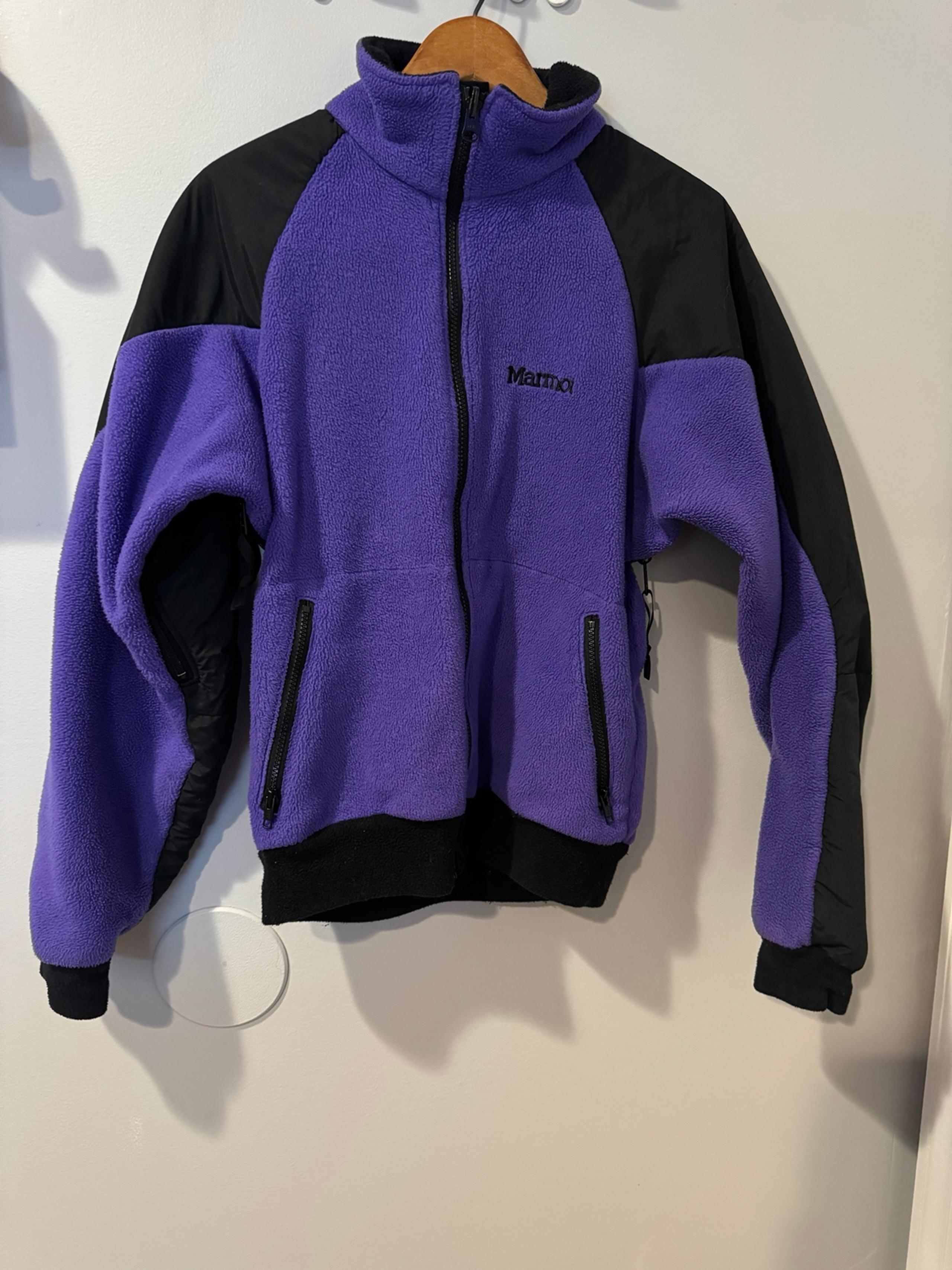 Vintage Marmot Full Zip Fleece Jacket Purple  Men’s Size M Nylon Trim Sweater