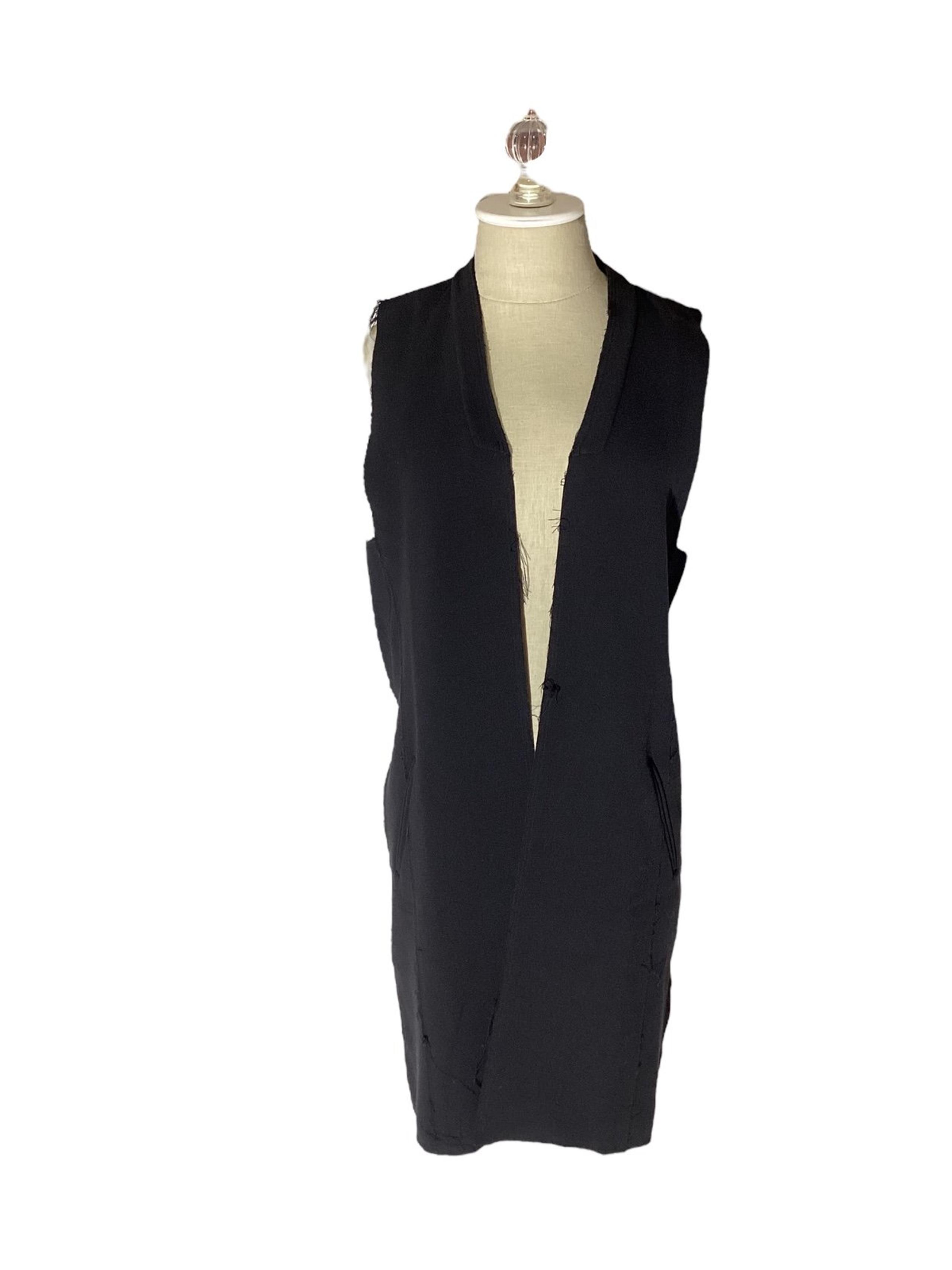 Trouve Long Black Raw Hemmed Vest With Pockets Women’s XS