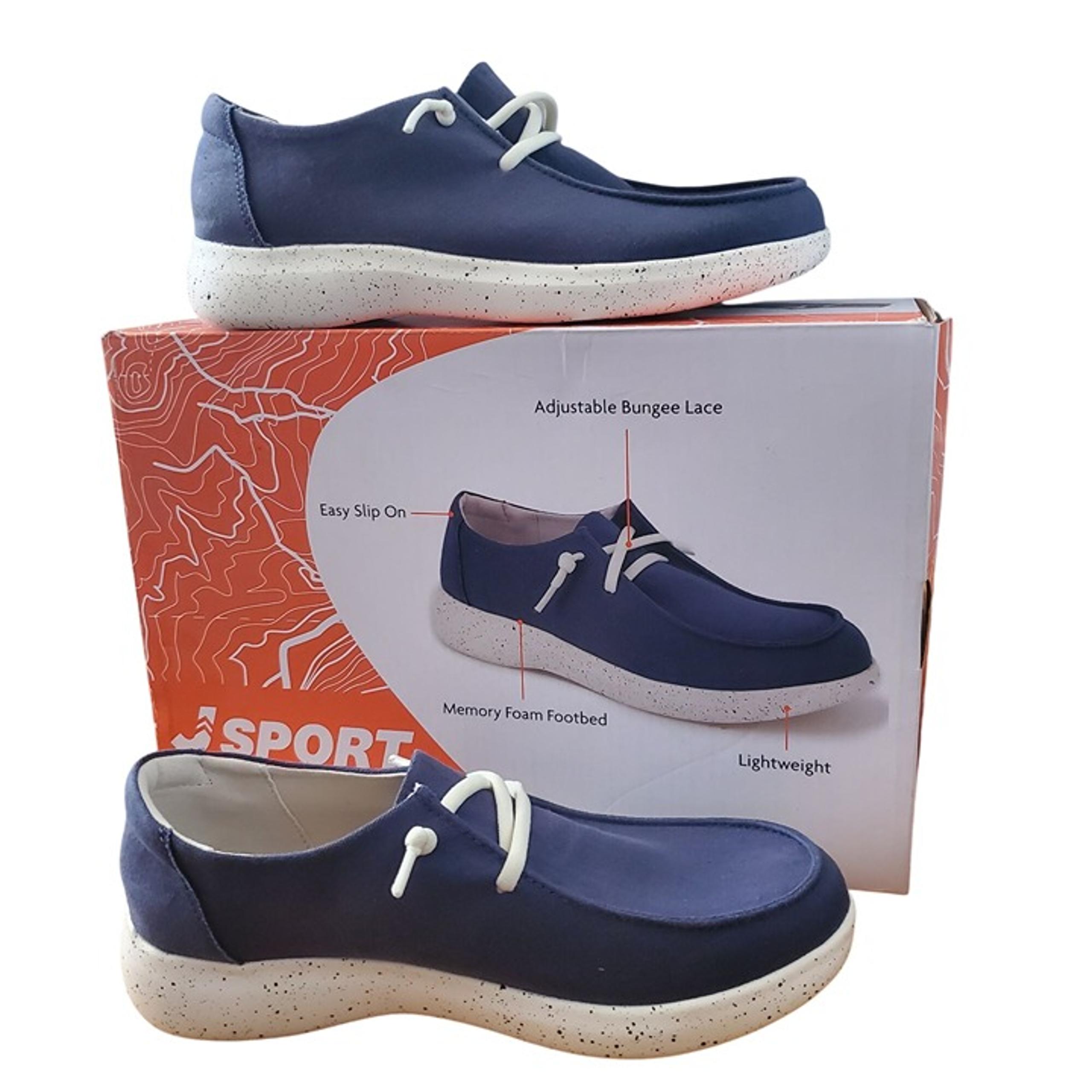 Jsport Wenden Women 8 Casual Slip on Boat Shoes Nautical Sneaker Navy Blue