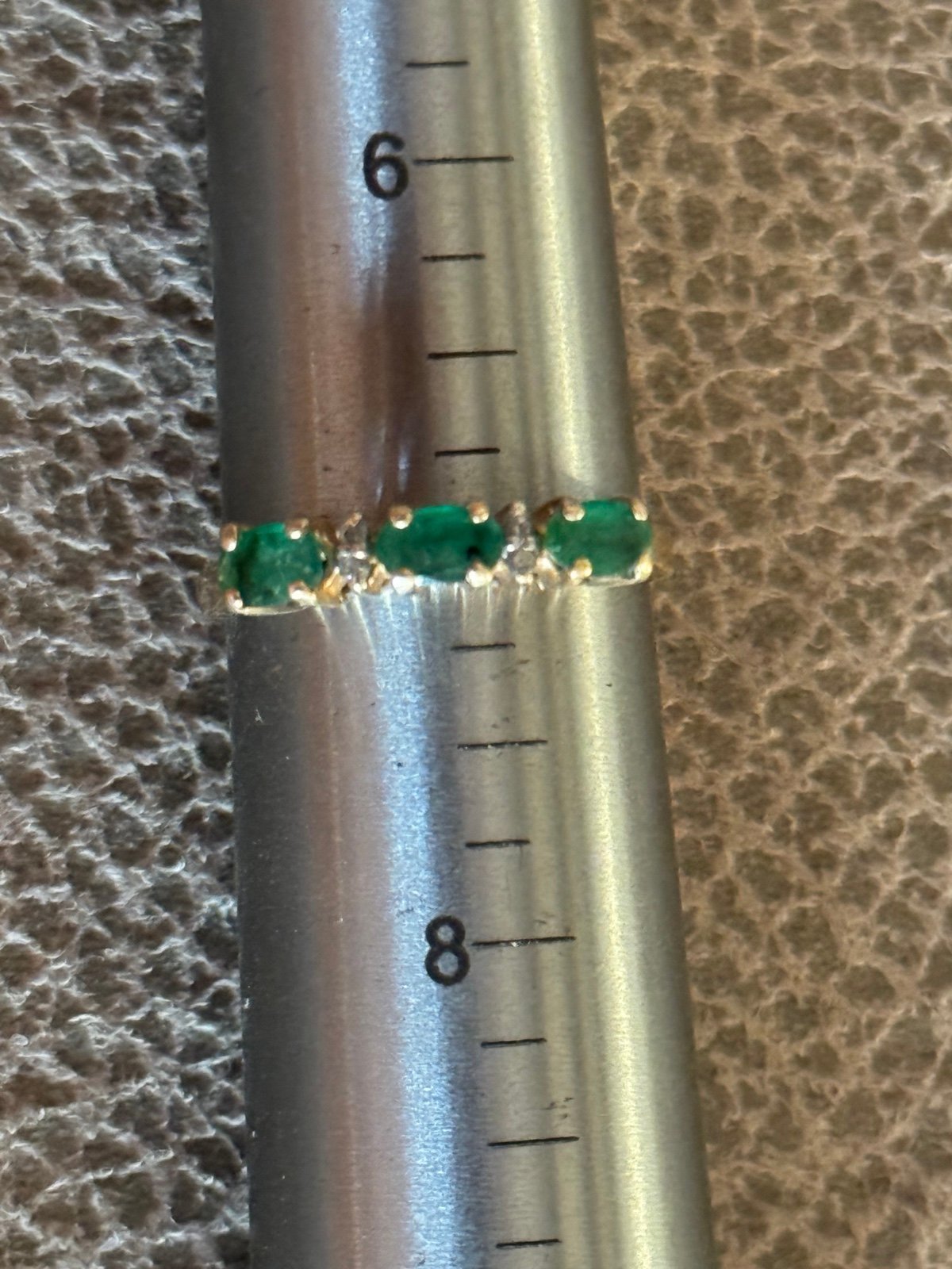 Emerald and Diamond 14kt Gold Engagement Band