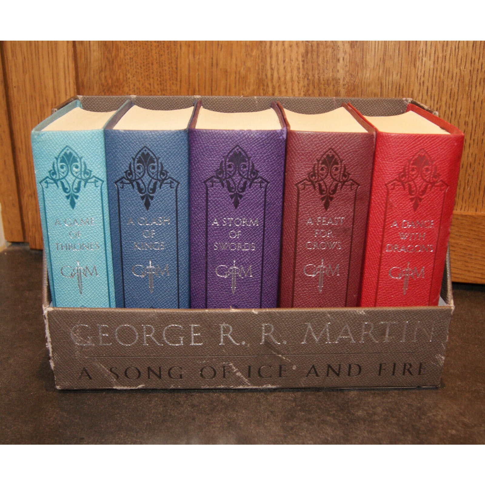 A Song of Ice and Fire George R.R. Martin Leather Bound 5 Book Box Set