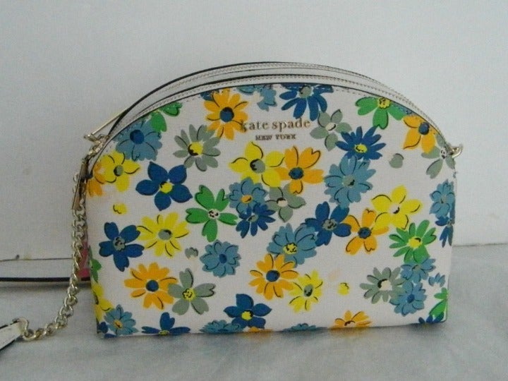 KATE SPADE NEW shops YORK SPENCER PARCHMENT FLORAL MEDLEY DBL ZIP DOME XBODY K6475
