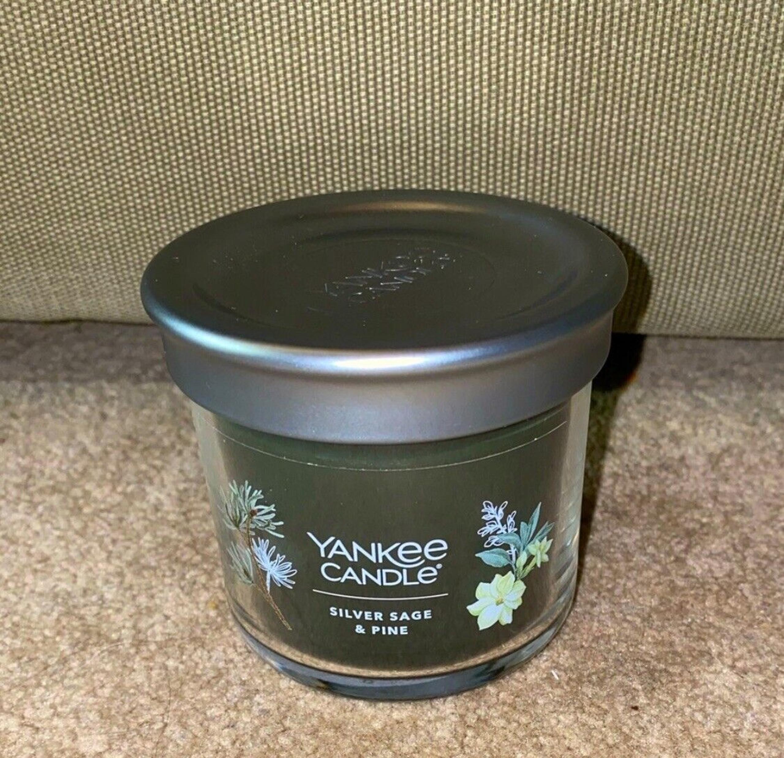 Yankee Candle Silver Sage & Pine 4.3 oz single wick tumbler candle green new
