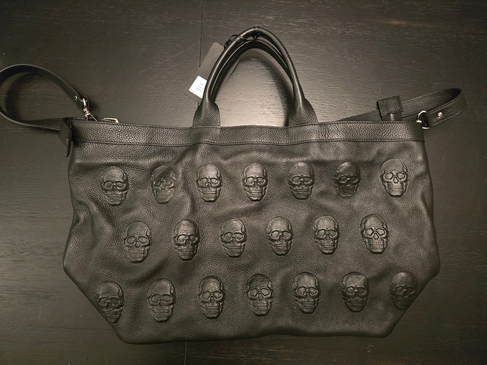 IO Pelle ltalia Large Skull Leather Tote Bag