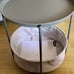 Round Charcoal-Gray Side Table with Cloth Basket - Brand NEW!