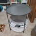 Round Charcoal-Gray Side Table with Cloth Basket - Brand NEW!