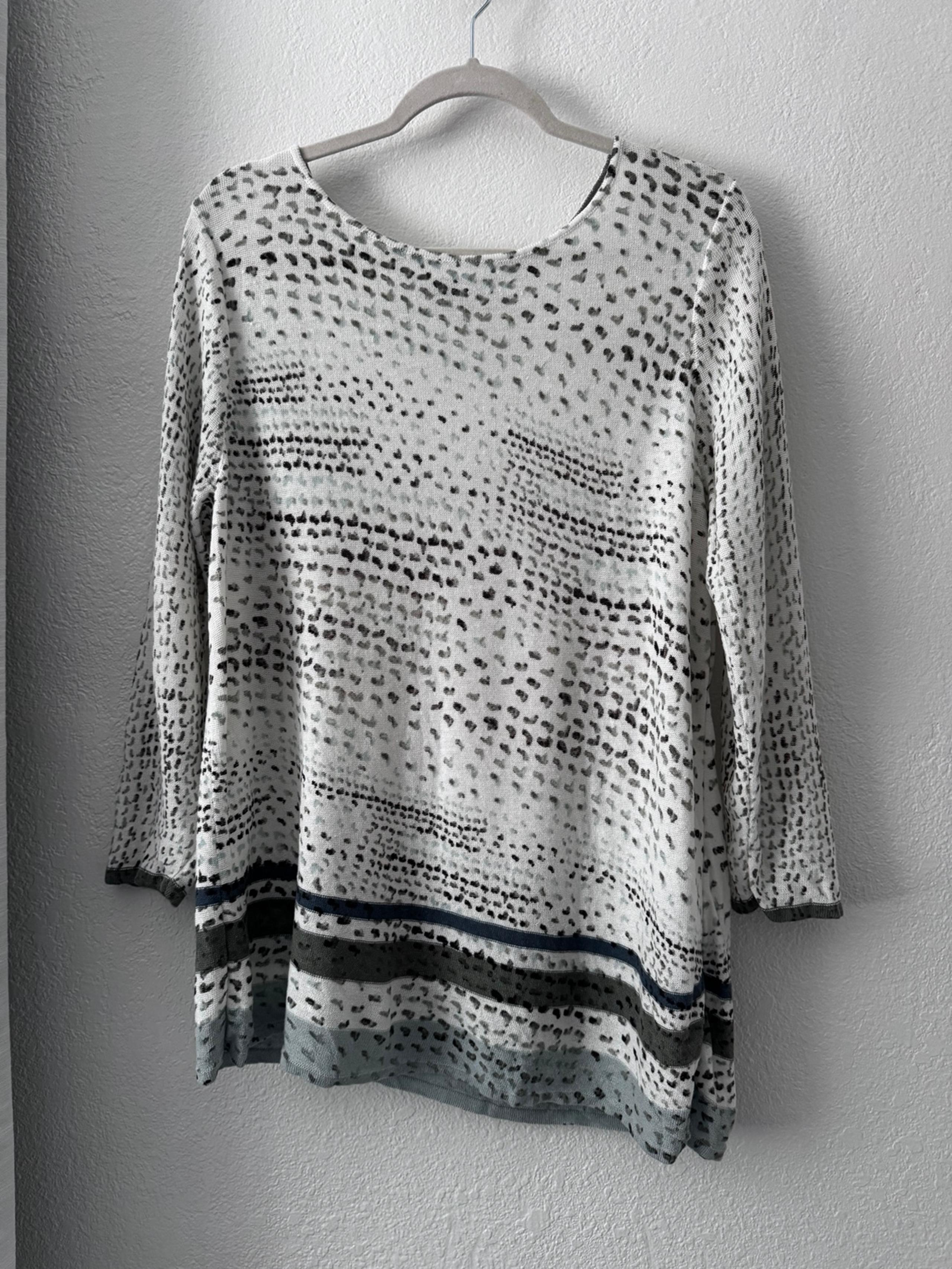 Nic+Zoe Women’s Asymmetrical 3/4 Sleeves Crew Neck Sweater Linen Blend Size XL