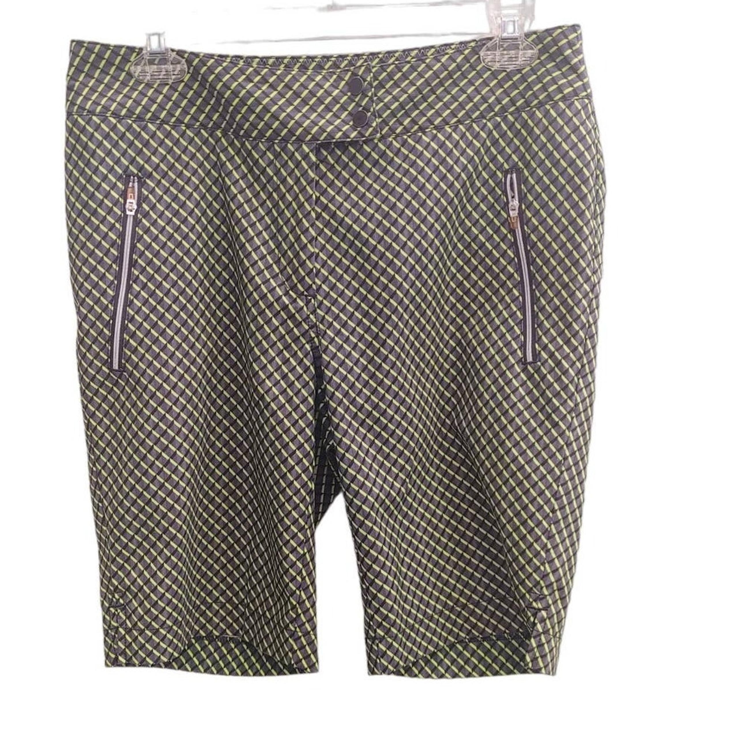 Annika Cutter & Buck Bermuda Shorts Sz 6 Golf Black Neon Green