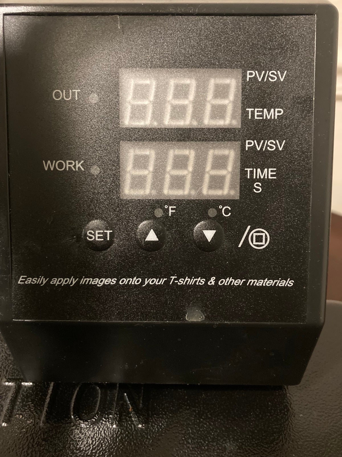 Heat press with accessories and T-shirts