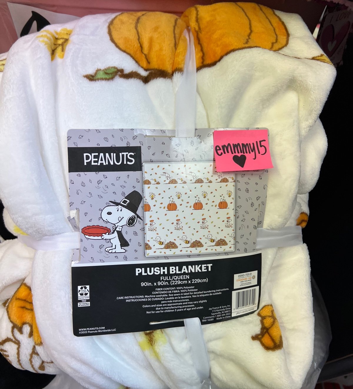 Peanuts pumpkin harvest plush blanket