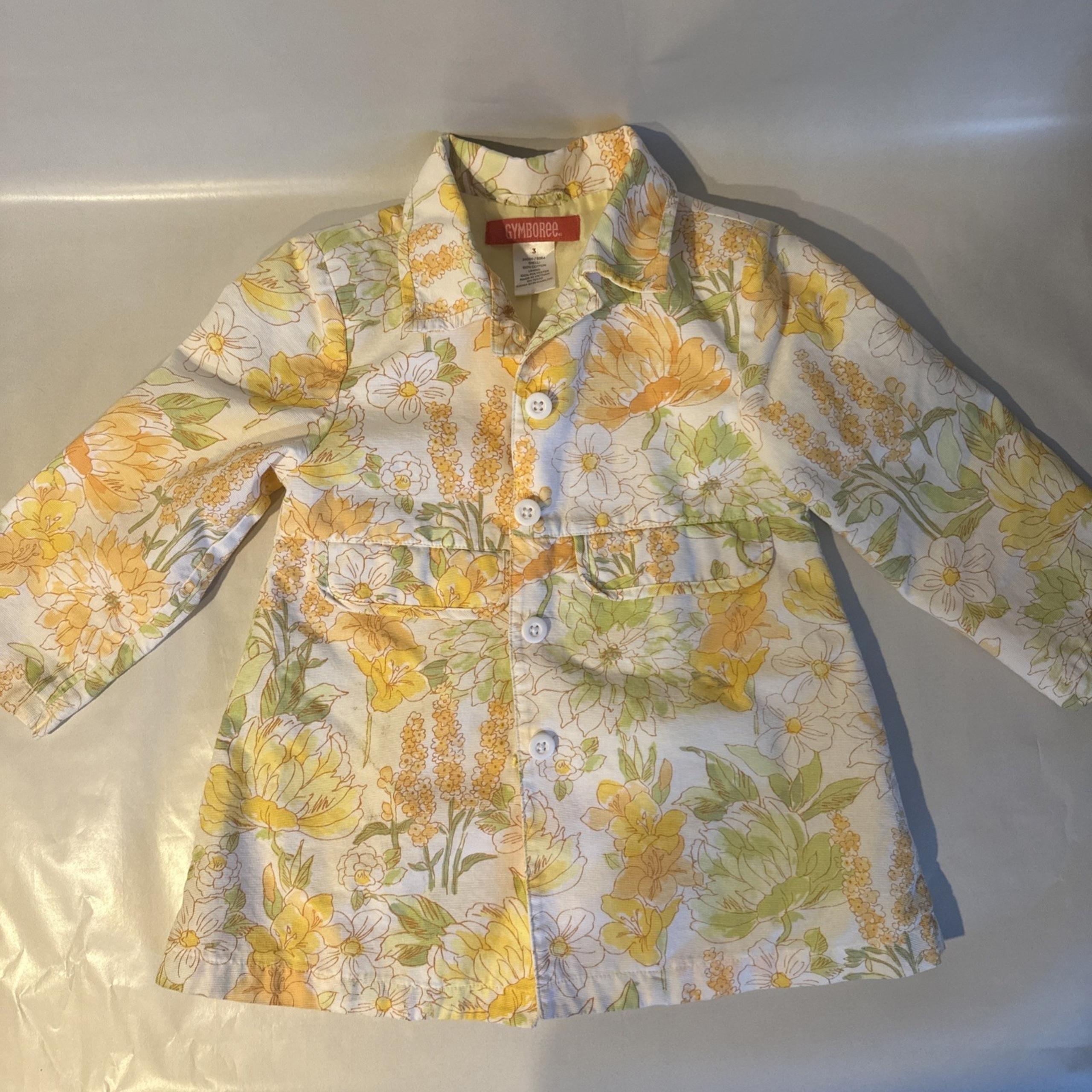 Gymboree Wildflower Fields Blazer Toddler Size 3 Yellow Floral Vintage Style