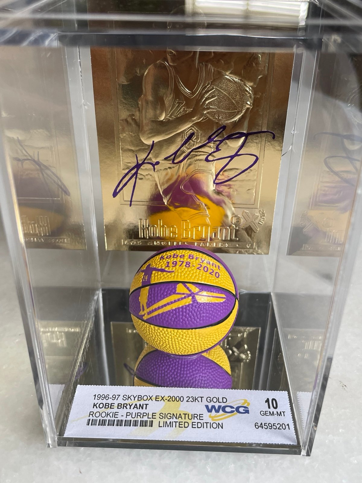 Kobe Bryant Lakers gold limited fleer card Spalding mini Basketball custom