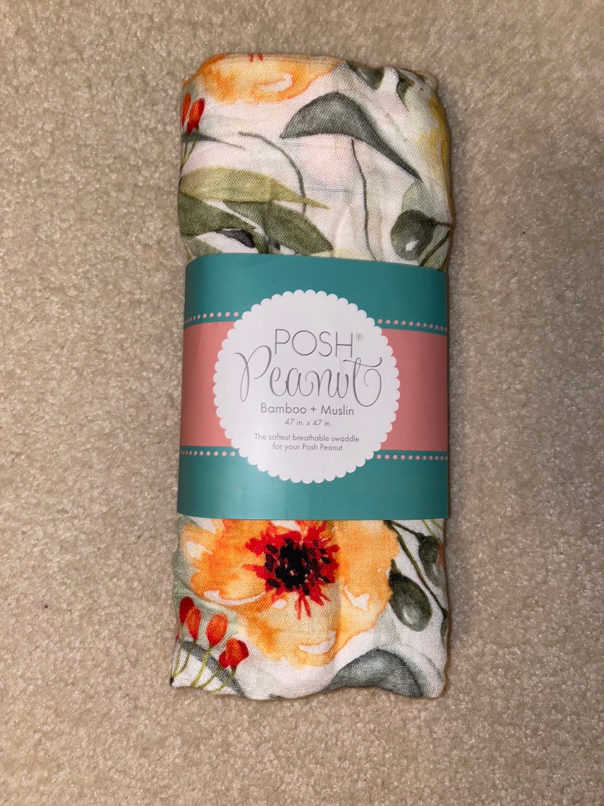Posh Peanut Mustard Floral Muslin Swaddl