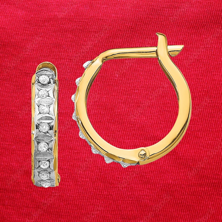 14k Diamond Fascination Round Hinged Hoop Earrings
